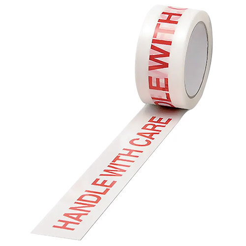 Printed Tape Handle with Care 50mm x 66m Red on White Pack 6