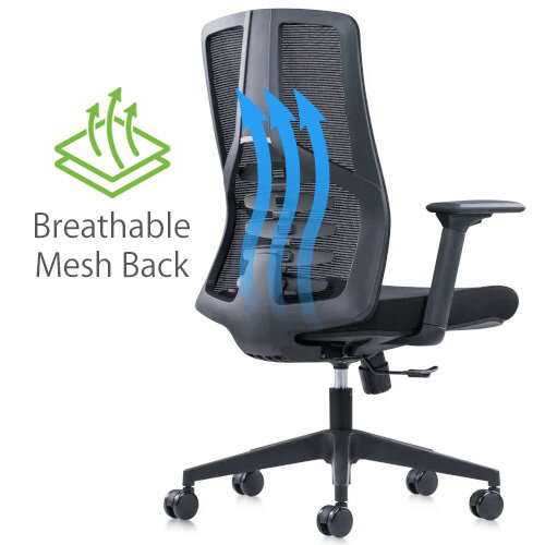 	X.44 Mesh Ergonomic Office Chair with Adjustable Lumbar Support - Black - Breathable Back Mesh