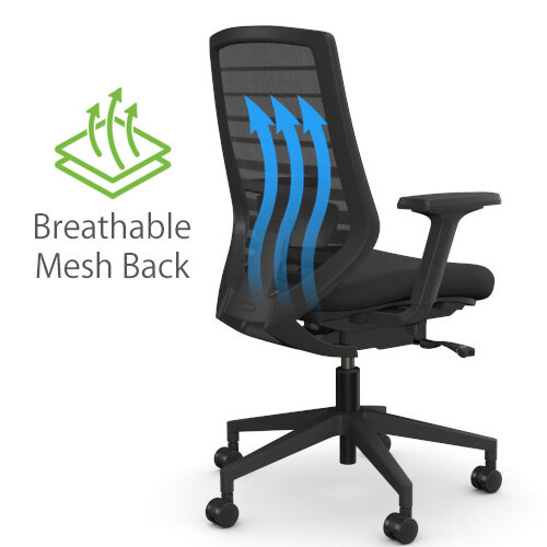 X.77 Black Ergonomic Mesh Office Chair with Adjustable Lumbar Support - Breathable Backrest