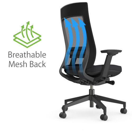breathable mesh - X22 Ergonomic Posture Office Chair with Mesh Back & Adjustable Lumbar Support - Black