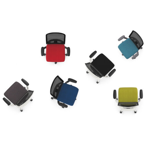 NV Ergonomic Posture Office Chair - Contoured Breathable Mesh Back - Adjustable Lumbar Support - Grey Frame - Red Seat - Colour Range - Arial View