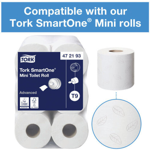 Tork T9 SmartOne Twin Mini Toilet Paper Plastic Dispenser 682000