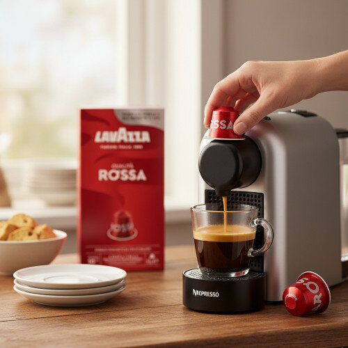 Lavazza Eco Caps Nespresso Compatible Capsules - Q Rossa - 10 Capsules Per Pack - 100% Compostable