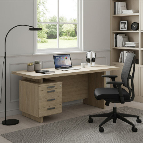 lifestyle Grand Executive Office Desk With Left Side Drawers 1800mm Urban Oak