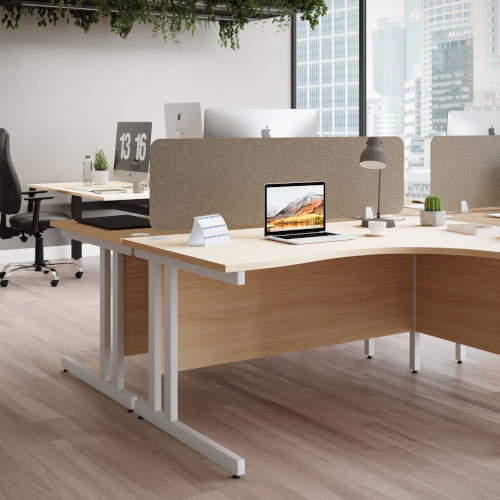 Ashford Silver Metal Twin Leg Right Hand Crescent Beech Desk 1800mm Additional Image 3