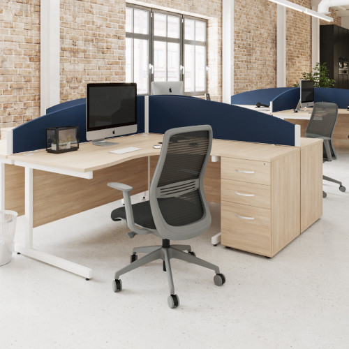 Ashford Silver Metal Twin Leg Right Hand Crescent Beech Desk 1800mm Additional Image 4