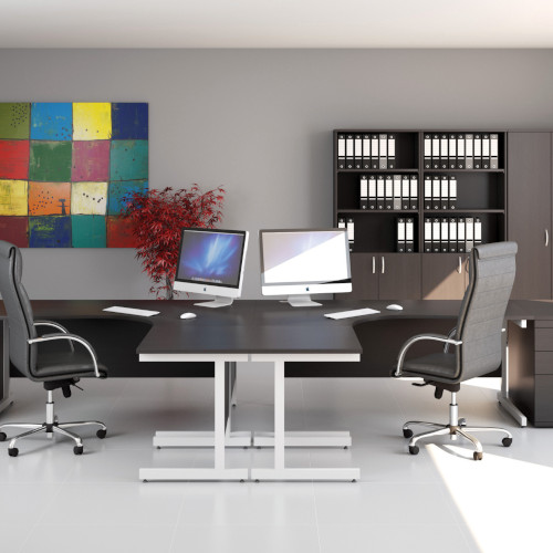 Ashford Silver Metal Twin Leg Right Hand Crescent Beech Desk 1800mm Additional Image 5