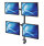 Manhattan TV &amp; Monitor Mount, Desk, Double-Link Arms, 4 screens, Screen Sizes: 10-27", Black, Stand or Clamp Assembly, Quad Screens, VESA 75x75 to 100x100mm, Max 8kg (each), Lifetime Warranty