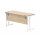 Office Rectangular Desk With Steel Double Upright Cantilever Frame 1400X600 Canadian Oak/White