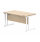 Office Rectangular Desk With Steel Double Upright Cantilever Frame 1400X800 Canadian Oak/White