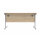 Office Rectangular Desk With Steel Single Upright Cantilever Frame 1400X800 Canadian Oak/Silver