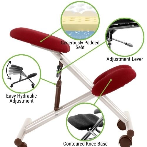 functions - Ergonomic Posture Kneeling Chair Stool Silver Frame Chilli Red