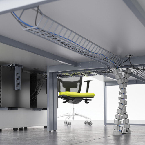 Universal Cable Management Basket Silver 800mm HuntOffice.ie