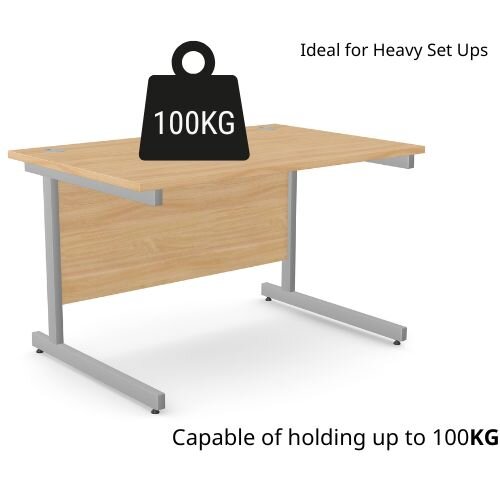 Weight tolerance - Office Desk - Rectangular Beech Top & Silver Cantilever Legs W1200xD800xH725mm Ashford 15 Year Guarantee