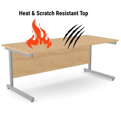 heat and scratch resistant - Office Desk Rectangular Silver Cantilever Legs W1800xD800xH725mm Beech Ashford