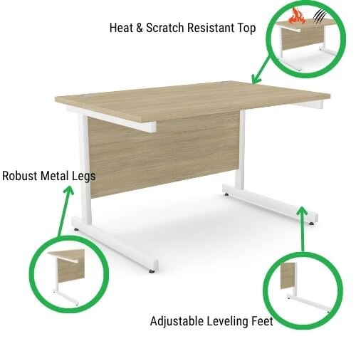 features -  Office Desk Rectangular White Cantilever Legs W1200xD800xH725mm Beech Ashford