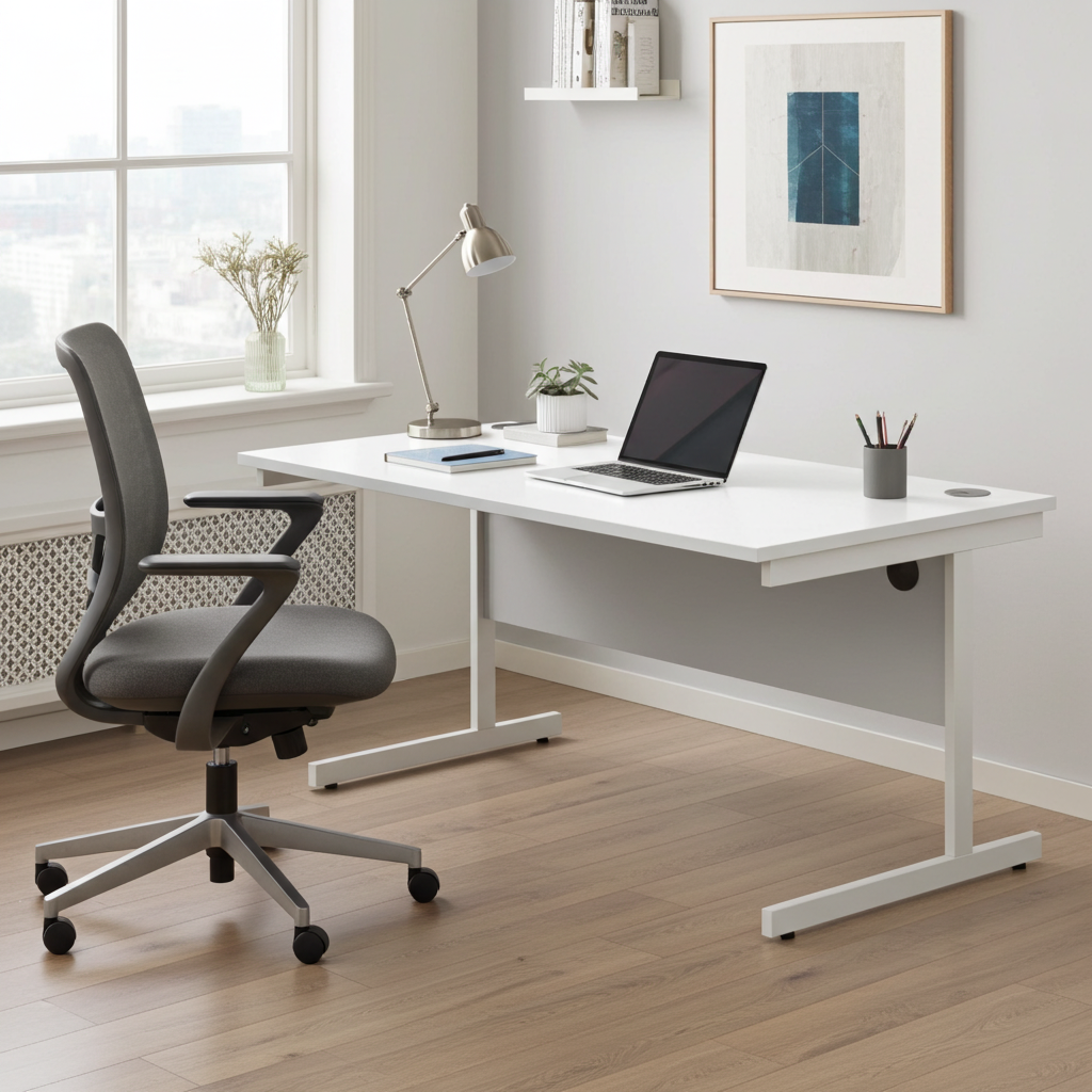 Core Office Rectangular Desk 1800mmX800mm Arctic White - home office sleek ergonomic design
