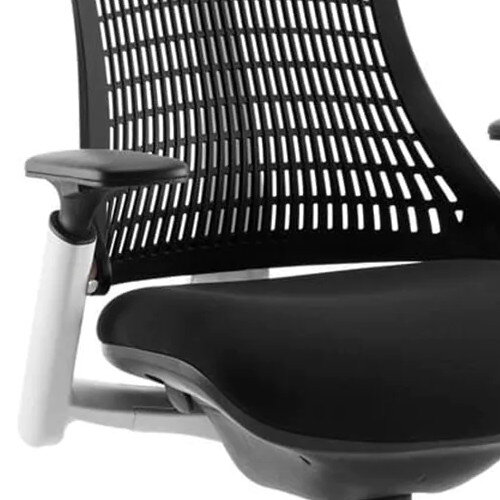 Flex Task Operator Office Chair White Frame Black Fabric Seat With Black Back With Arms & Headrest Additional Image 5