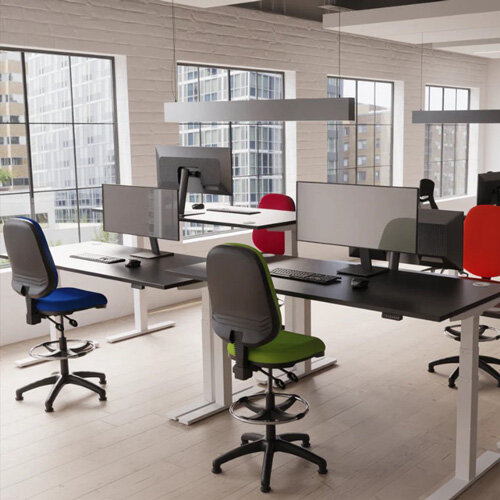 Eclipse II Lever Task Operator Office Chair Mesh Back With Black Seat With loop Arms With Draughtsman Kit Additional Image 1