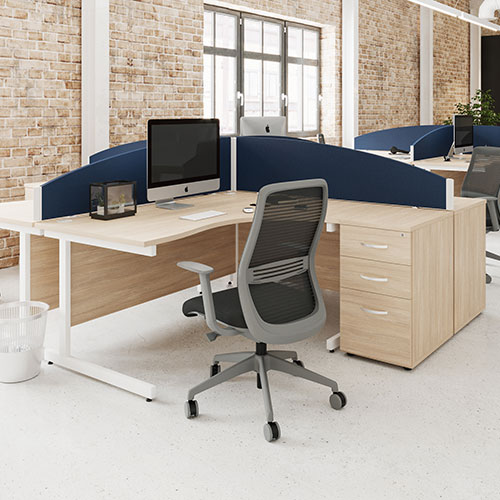 NV Ergonomic Posture Office Chair - Contoured Breathable Mesh Back - Adjustable Lumbar Support - Grey Frame - Light Blue Seat - Room Shot 