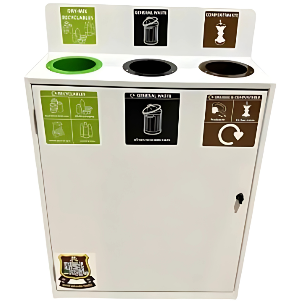 Customisable Slimline Triple-Sort Recycle Station H1150 x W810 x D275 50 Litre x 3