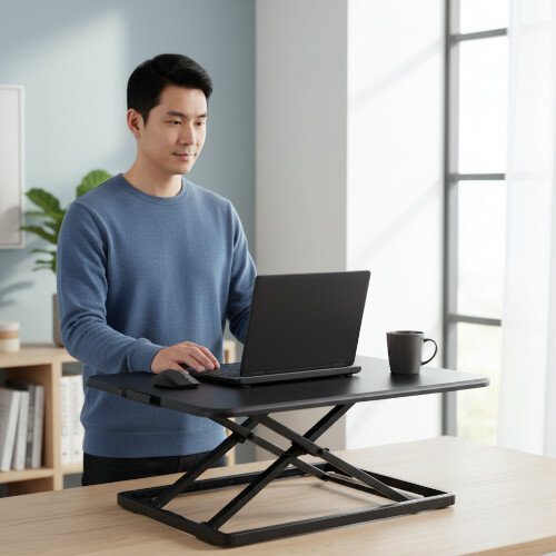 StarTech.com Standing Desk Converter for Laptop - Up to 8kg/17.6lb - Height Adjustable Laptop Riser - Table-Top Stand-Up Desk Converter for Home Office - Sit-Stand Desk Platform