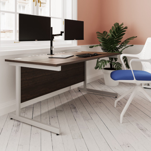 Office Desk Rectangular Silver Cantilever Legs W1200xD800xH725mm Urban Oak Ashford