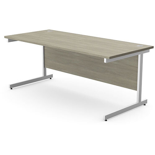 Office Desk Rectangular White Cantilever Legs W1800xD800xH725mm Arctic Oak Ashford