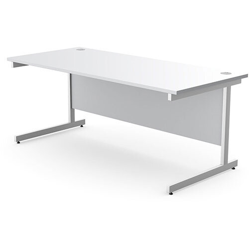 Office Desk Rectangular White Cantilever Legs W1800xD800xH725mm Grey Ashford