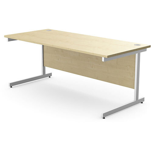 Office Desk Rectangular White Cantilever Legs W1800xD800xH725mm Maple Ashford
