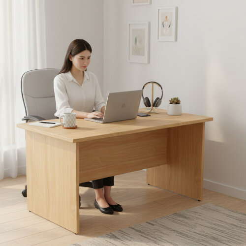 Panel End Desk Rectangular W1400xD800xH725mm Beech Ashford