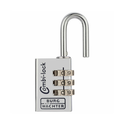 Burg Wachter  Combi 90 30 Chromo SB Combination Chrome Padlock 30mm Aluminium 3 Dials