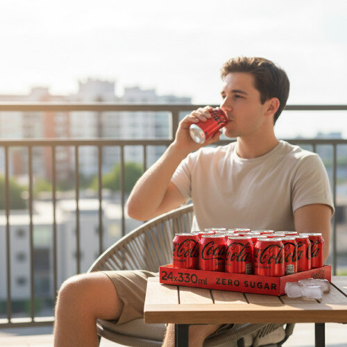 Coca-Cola Zero Sugar Soft Drink Cans, 330ml (Pack of 24)
