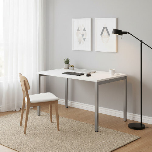 C-Sense Rectangular Single Desk with White Portal Top & Silver Leg W1200xD800xH725mm