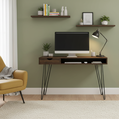 Concord Home Office Desk with Storage Drawer - Walnut