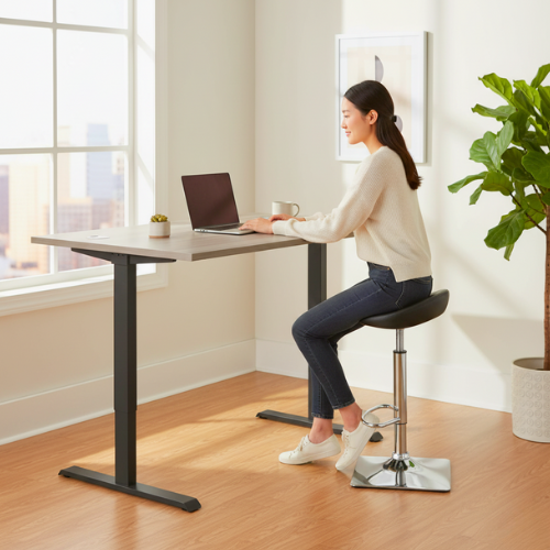 Core Electric Single Motor Height Adjustable Sit Stand Desk 1200 x 800 Alaskan Grey Oak Top and Black frame 5 Year Warranty