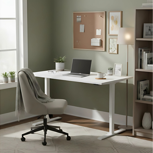 Electro Elevate Electric Single Motor Height Adjustable Sit Stand Office Desk W1200xD800 White Top White Frame 5 Year Warranty