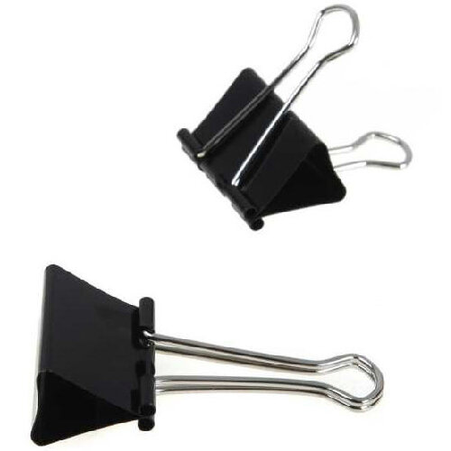 Q-Connect Foldback Clip, 24mm, Black (Pack of 10) - Reliable Foldback Clips for Office Use