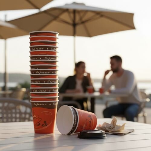 Caterpack Disposable Single Wall Hot Drinks Paper Cups 8oz/250ml [Pack of 50] RY04208