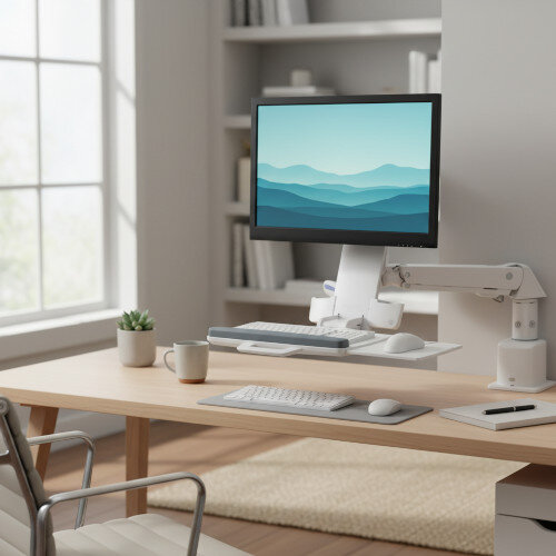 Ergotron StyleView Sit-Stand Combo Arm - Wall mount for LCD display / keyboard / mouse / bar code scanner - aluminium, high-grade plastic - white - screen size: up to 24 Inches