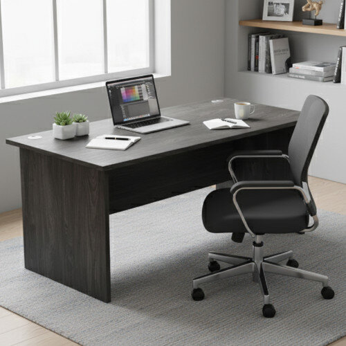 Panel End Desk Rectangular W1800xD800xH725mm Carbon Walnut Ashford