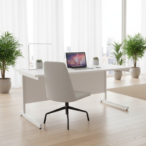 Office Desk Rectangular White Cantilever Legs W1800xD800xH725mm White Ashford