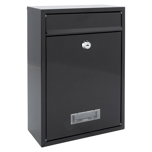 Burg Wachter Style MB27 Black Galvanized Steel Post Box H310 xW215xD70mm