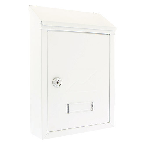 Burg Wachter  Avon MB09 White Galvanized Steel Post Box H304 xW214xD70mm