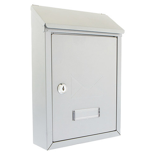 Burg Wachter  Avon MB09 Silver Galvanized Steel Post Box H304 xW214xD70mm