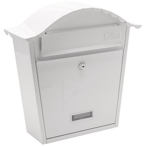Burg Wachter  MB01 White Classic Wall Mounted Galvanised Steel Lockable Weather Resistant Post Box H370 xW363xD134mm