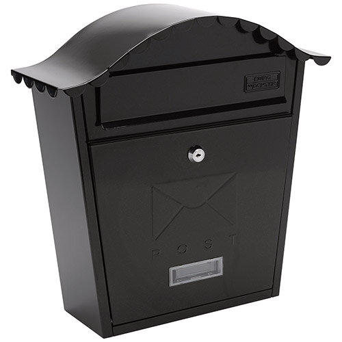 Burg Wachter  MB01 Black Classic Wall Mounted Galvanised Steel Lockable Weather Resistant Post Box H370 xW363xD134mm