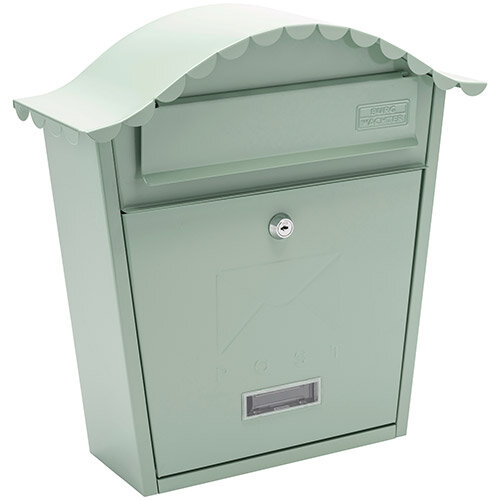 Burg Wachter  MB01 Chartwell Green Classic Wall Mounted Galvanised Steel Lockable Weather Resistant Post Box H370 xW363xD134mm