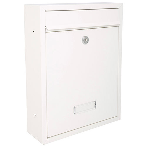 Burg Wachter  Trent MB19 White Galvanized Steel Post Box H341 xW261xD93mm