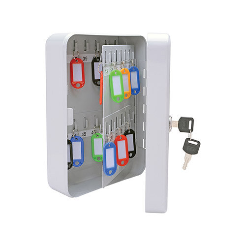 Burg Wachter KC 48 Key Cabinet 48 Hooks Light Grey Key Lock H250 x W180 x D80mm